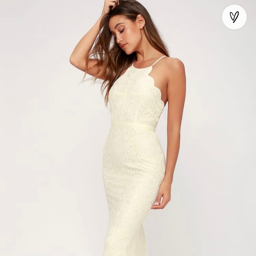 NWT Lulu’s Zenith Cream Lace Maxi Dress
